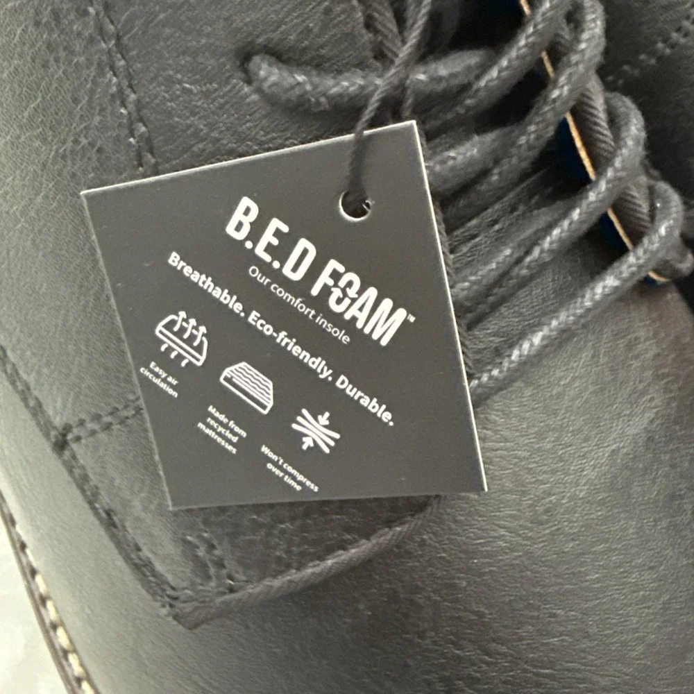 Call It Spring Mens Black Vegan Leather Derby Dress Shoes B.E.D Foam‎ Size 12 M